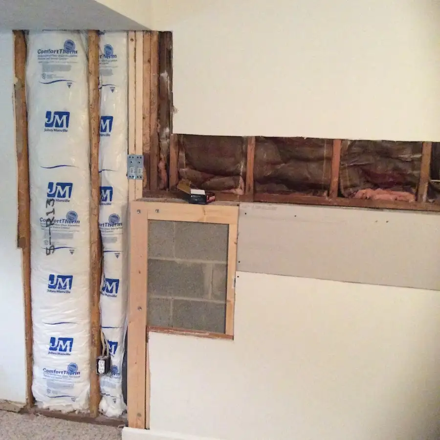 Wall insulation replacement during Basement Flood Cleanup in Frankfort